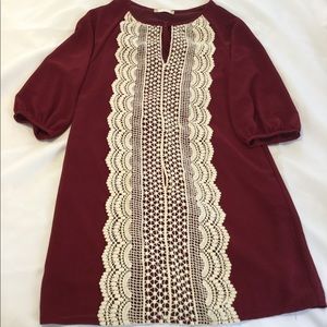 Altar’d State XS Maroon Dress with Cream Detail